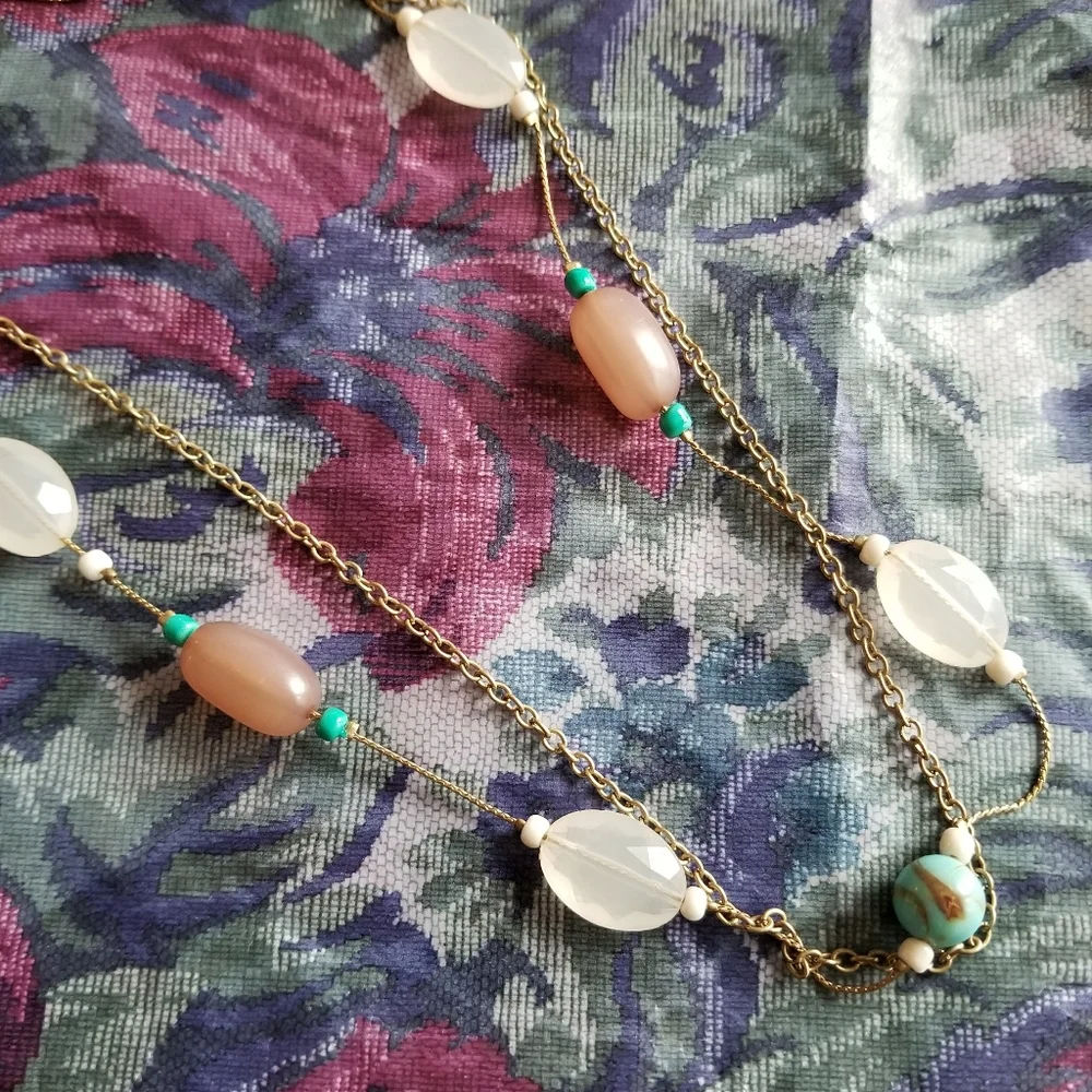 Two strand necklace with beads and chain
